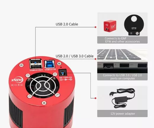 ZWO Mono Astrokamera ASI2600MM-DUO - Chip D=28,3 mm - mit Guidingsensor