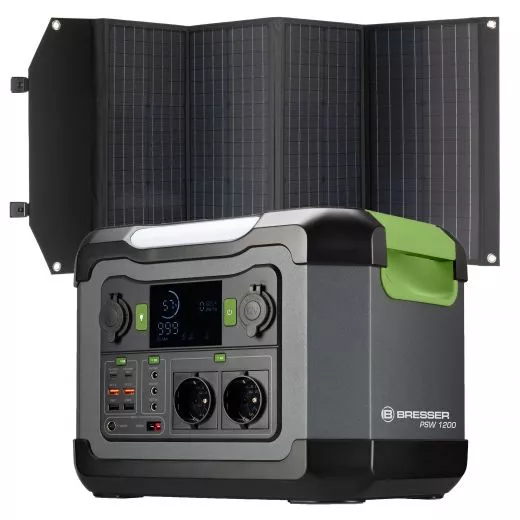 BRESSER Set Mobile Power-Station 1.200 W + Solar-Ladegert 120 W