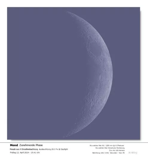 Moon mosaic image taken during the day with SkyMax 90 Maksutov