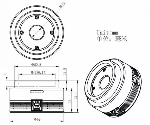ZWO ASI676MC USB3.0 Farb Astrokamera - Sensor D=10,05 mm, 2,00 µm Pixel