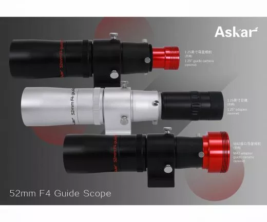 Askar 52mm F/4 guide scope / guidescope for the viewfinder shoe with 1.25 inch and T2 connection - color black