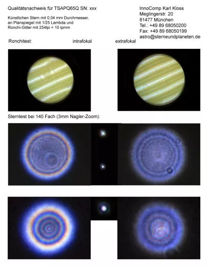 Qualittsnachweis TS APO65Q - 65mm f/6,5 Quadruplet Astrograph