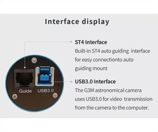 TS-Optics ToupTek G3M462M Mono Planetenkamera und Autoguider USB3.0 - Chip D=6,46 mm