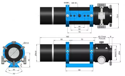 Touptek Astro FS-200AC Leitrohr/Sucher 45mm ffnung / 200mm Brennweite, f4.5 mit Crayford Auszug