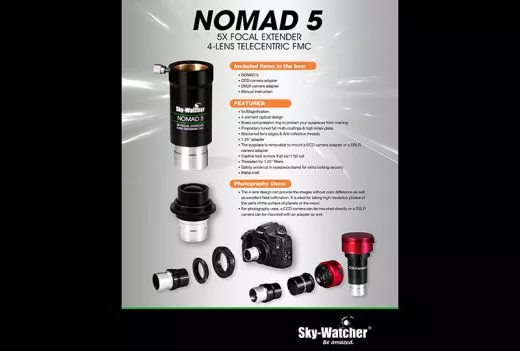 SkyWatcher Nomad-5 Premium 5x Barlow, 4-Lens Telecentric Barlow