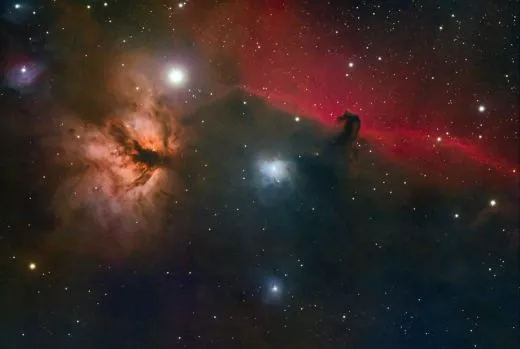 Image of the Flame Nebula and Horsehead Nebula with Esprit 120ED