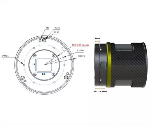 TS-Optics Apollo 428M MAX Pro mono astro camera, Sony IMX428 sensor D=17.5 mm