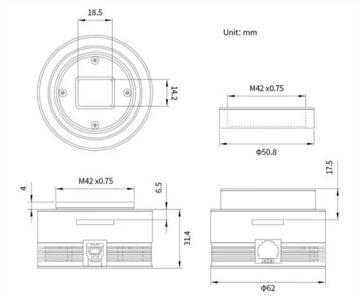 ZWO ASI585MM Mono USB3.0 Astrokamera - Sensor D=12,84 mm, 2,9 m Pixelgre