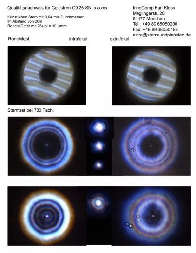 Sterntest und Ronchi fr ein Celestron C9.25