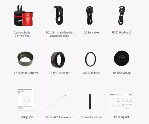 ZWO Kamera ASI585MM Monochrome Astrokamera mit Guidingsensor und ASIAir - Chip D=12,84 mm