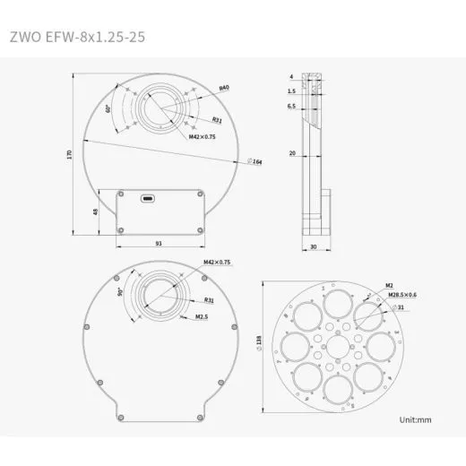 ZWO Filterrad EFW 8x 1,25"