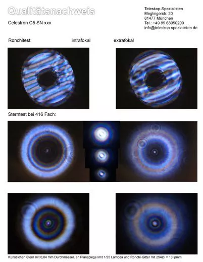 Qualittsnachweis fr ein Celestron C5.