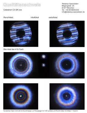 Sterntest und Ronchi fr ein Celestron C5.