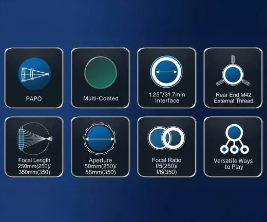 ToupTek 50/300 mm f/6 Flatfield Apo mit RAP Auszug - Astrofotografie und Guiding