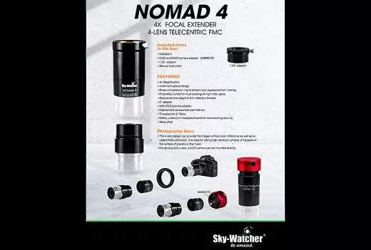 SkyWatcher Nomad-4 Barlow 4x 2" Premium 4-fach Barlow 4-linsige Telezentric