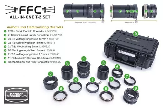 Baader FFC All-in-One T-2 Set – 3-4-fache Vergrößerung für 1¼" und T-2 Kameras