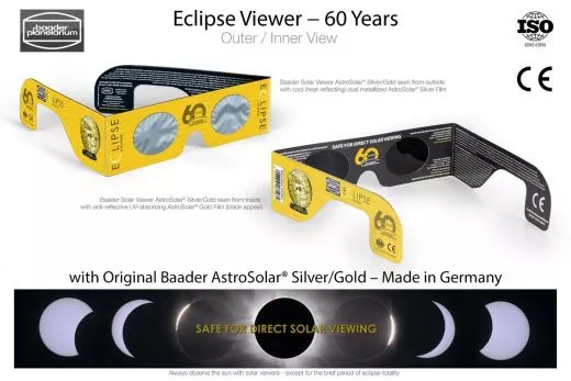 Baader Sonnenbrille für Sonnenbeobachtung Solar / Eclipse Viewer AstroSolar® Silver/Gold – 60 Years