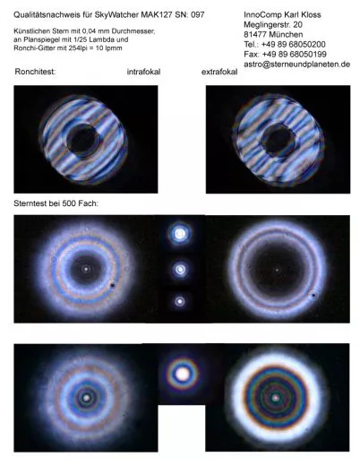 Sterntest und Ronchi fr einen SkyWatcher Maksutov 127/1500.