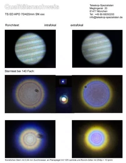 Sterntest und Ronchi fr einen INED70 TS 70mm F7 ED-APO Refrakto