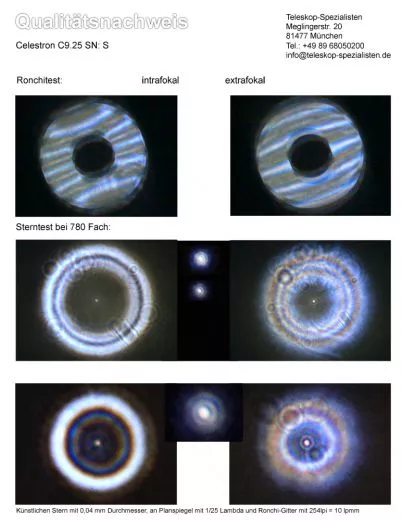 Sterntest und Ronchi fr ein Celestron C9.25
