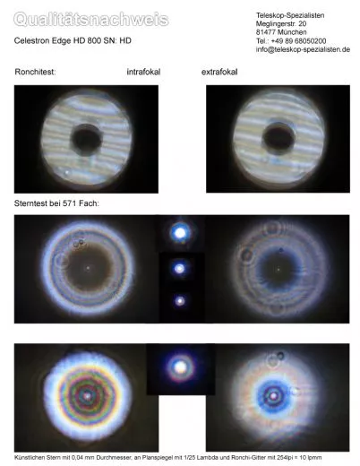Sterntest und Ronchi fr ein Celestron Edge HD 800 203/2032mm Fl