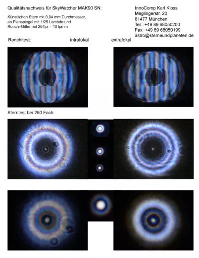 Sterntest und Ronchi fr einen SkyWatcher Maksutov 90/1250mm