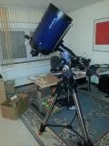Here is a Meade 12 inch LX200 tube that we removed from the fork, fitted with a dovetail rail, and now mounted on the Celestron CGEM DX mount.