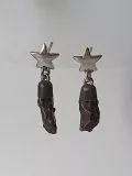 Ohrstecker mit Sikhote-Alin-Meteorit, Stern und Mechaniken. 925/-Silber