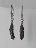 Earrings with Sikhote-Alin meteorite, hinged hooks. 925 silver