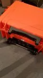 Gebraucht: Hartschalenkoffer mit Wrfelschaum (benutzt), Trolley, orange Innenmae 50x30x15cm