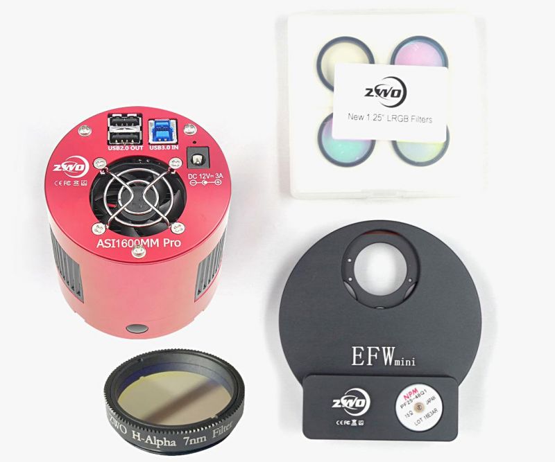 ZWO ASI1600MM Pro Set mit Mini Filterrad, 1,25" LRGBSe