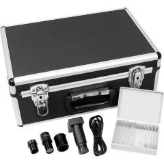 Biological transmitted light microscope, monocular, with camera, achromat, up to 1534x, LED