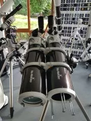 Our new prototype of a double telescope (binocular) with two Newtons. A double Newton.