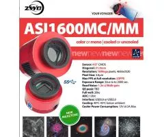 ZWO SW CMOS camera ASI 1600MM - sensor D=21.9 mm