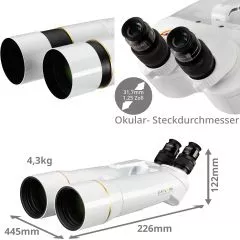 EXPLORE SCIENTIFIC BT-82 SF large binoculars with 62 degree LER eyepieces 20 mm