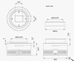ZWO ASI432MM Mono USB3.0 Astro Camera - Sensor D=17.6 mm, 9.0 m Pixel Size