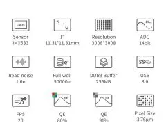 ZWO ASI533MC / Farb Astrokamera, ungekhlt, Chip D= 16 mm - 3,76 m Pixel