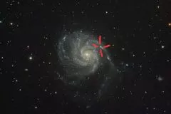 Image taken with Supernova SN 2023ixf in M101 with EDGE 9.25 0.7x reducer, EQ8, ZWO 2600MC
