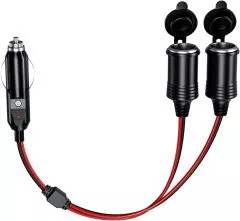 Zigarettenanznder Verteiler mit Steckdose, 2-Fach Y-Kabel 100W 12V/24V Doppelsteckdose Splitter Zigarettenanznder Stecker [17cm oder 30cm | 15A | 16AWG]
