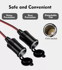 Zigarettenanznder Verteiler mit Steckdose, 2-Fach Y-Kabel 100W 12V/24V Doppelsteckdose Splitter Zigarettenanznder Stecker [17cm oder 30cm | 15A | 16AWG]