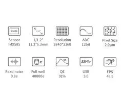 ZWO ASI585MM Mono USB3.0 astro camera - Sensor D=12.84 mm, 2.9 m pixel size