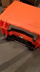 Gebraucht: Hartschalenkoffer mit Wrfelschaum (benutzt), Trolley, orange Innenmae 50x30x15cm
