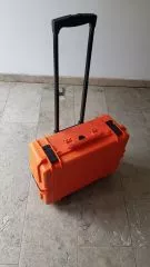 Gebraucht: Hartschalenkoffer mit Wrfelschaum (benutzt), Trolley, orange Innenmae 50x30x15cm