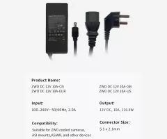 ZWO Netzteil 12V 10A fr gekhlte Kameras - Europischer Standard